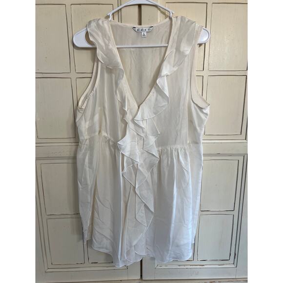 Cabi size large off white sleeveless 100% silk top blouse - Picture 1 of 4